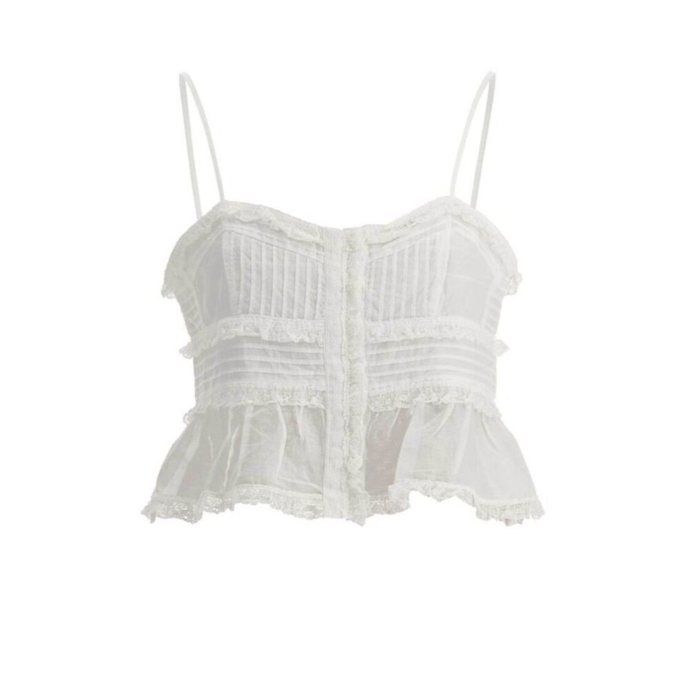 Isabel Marant Etoile Women White Voile Gloria Top Size 38 / US 6